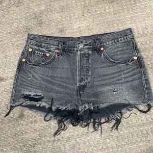 Levi Black Distressed Jean Shorts